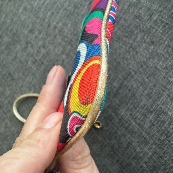 COACH Poppy Wristlet Multicolor Signature Print - Picture 8 of 10